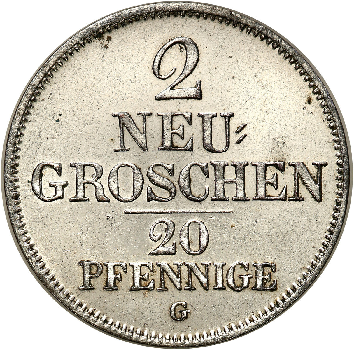 Niemcy, Saksonia. 2 Neu Groschen = 20 Pfennige 1841- Rzadkie i piękne